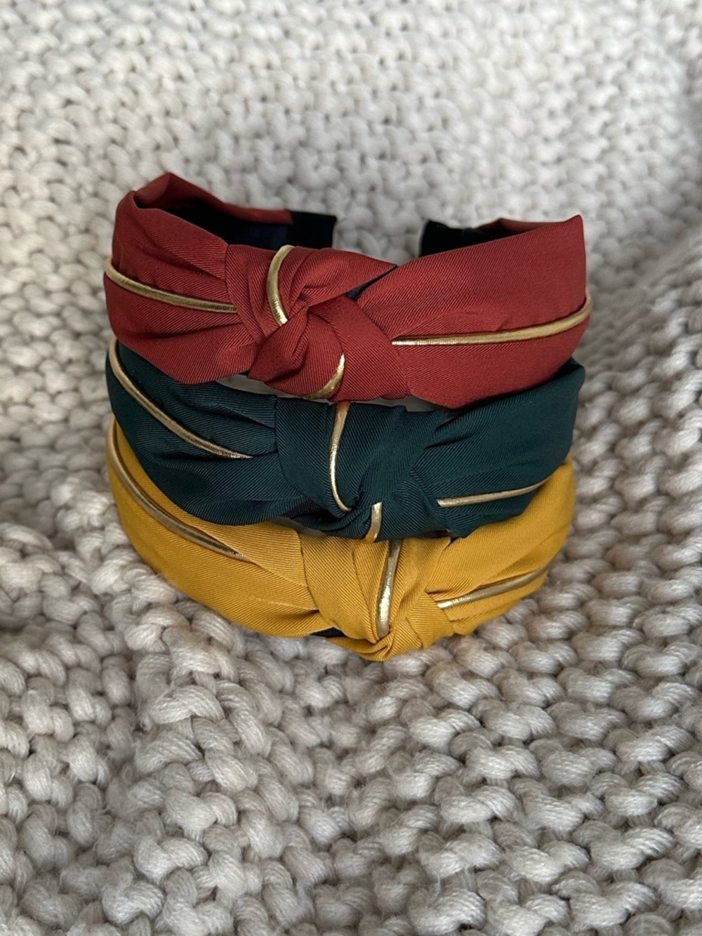 3 Pack Knotted Headbands with Gold Accent